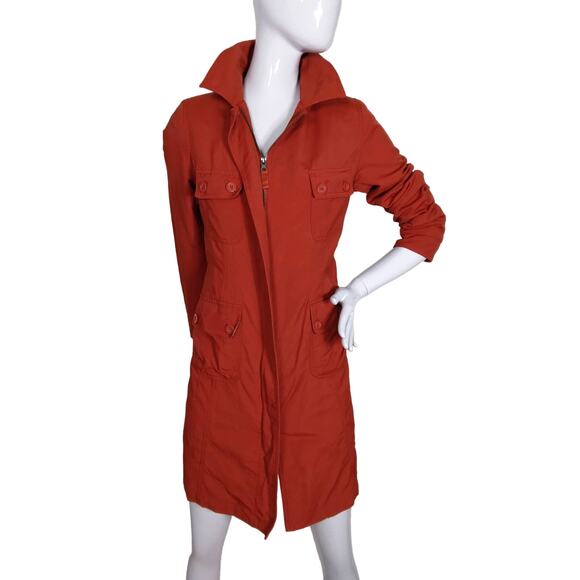 Merona rusty orange trench coat size small - Picture 1 of 7
